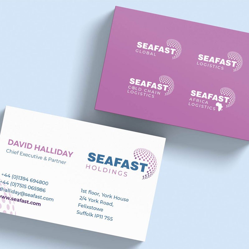 Seafast business cards Sudbury, Suffolk