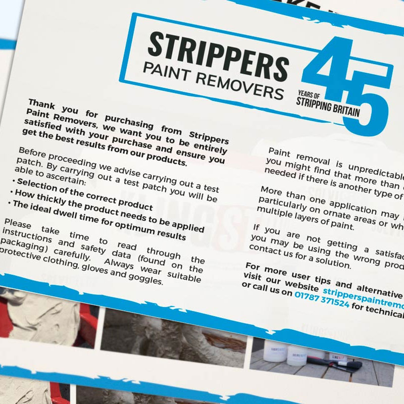 Strippers Paint Removers - Leaflets - Postcards - Postcard Printing - Digital Print - Graphic Design - Sudbury - Suffolk